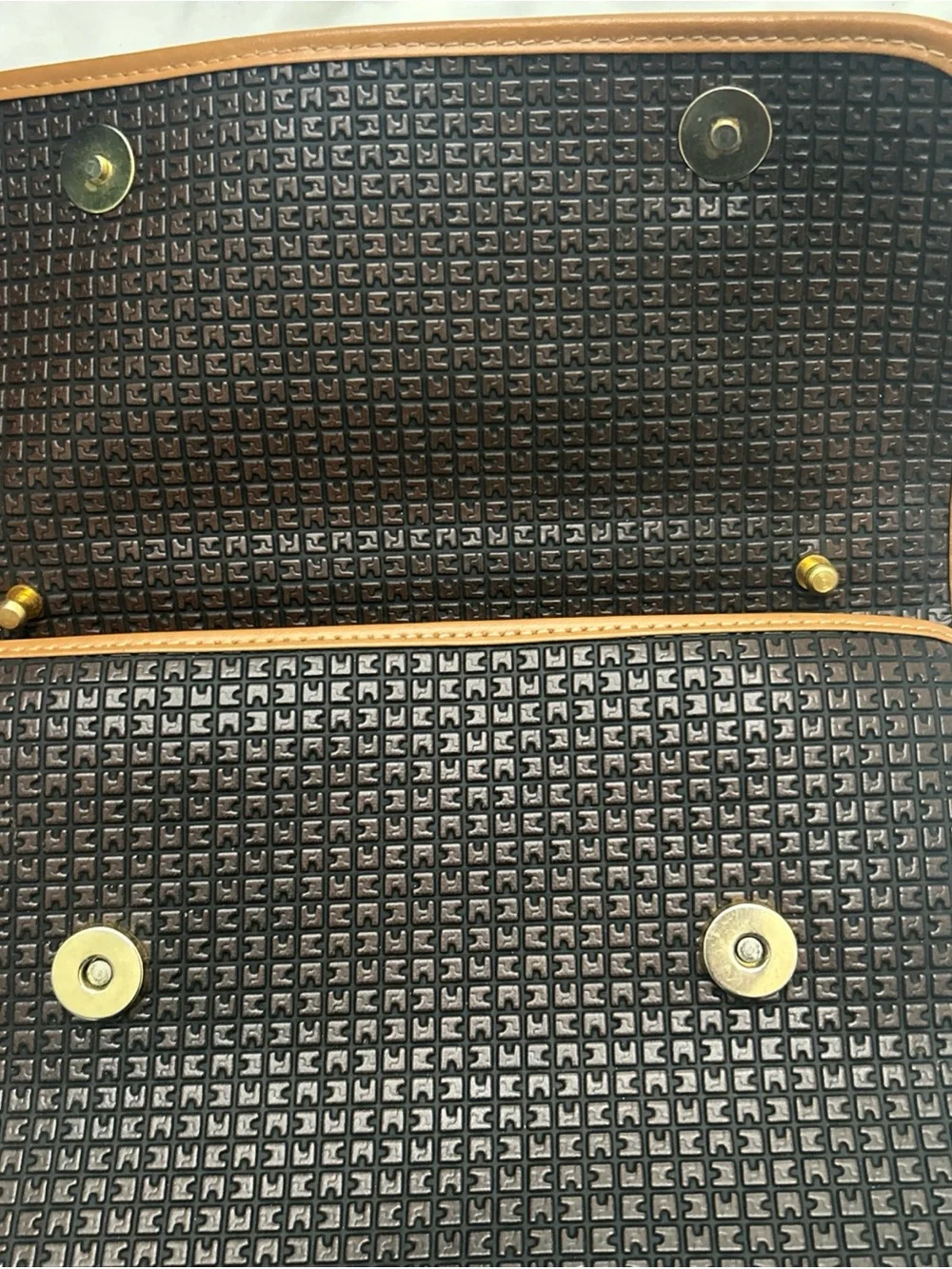 Black Woven Satchel with Tan Trim and Top Handle